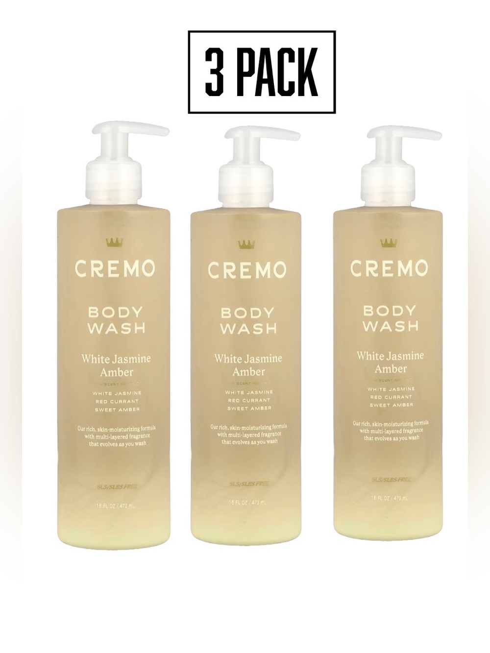 Cremo White Jasmine Amber Body Wash (3-Pack) - NEW